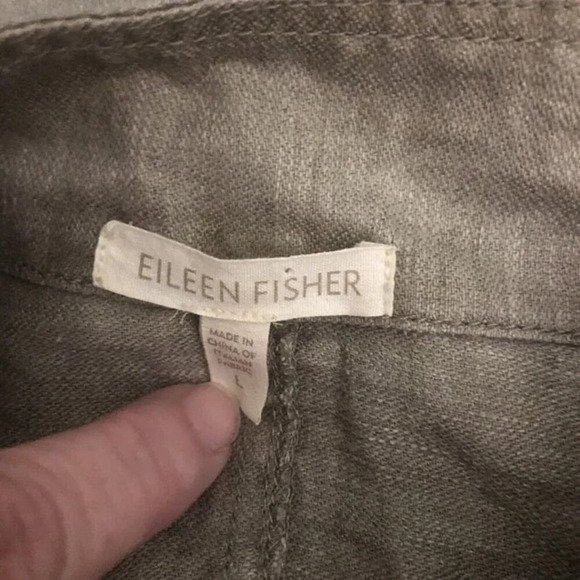 EILEEN FISHER Sz L Women's Grayish/Green 100% Linen Lightweight Button Up Jacket - Picture 2 of 5